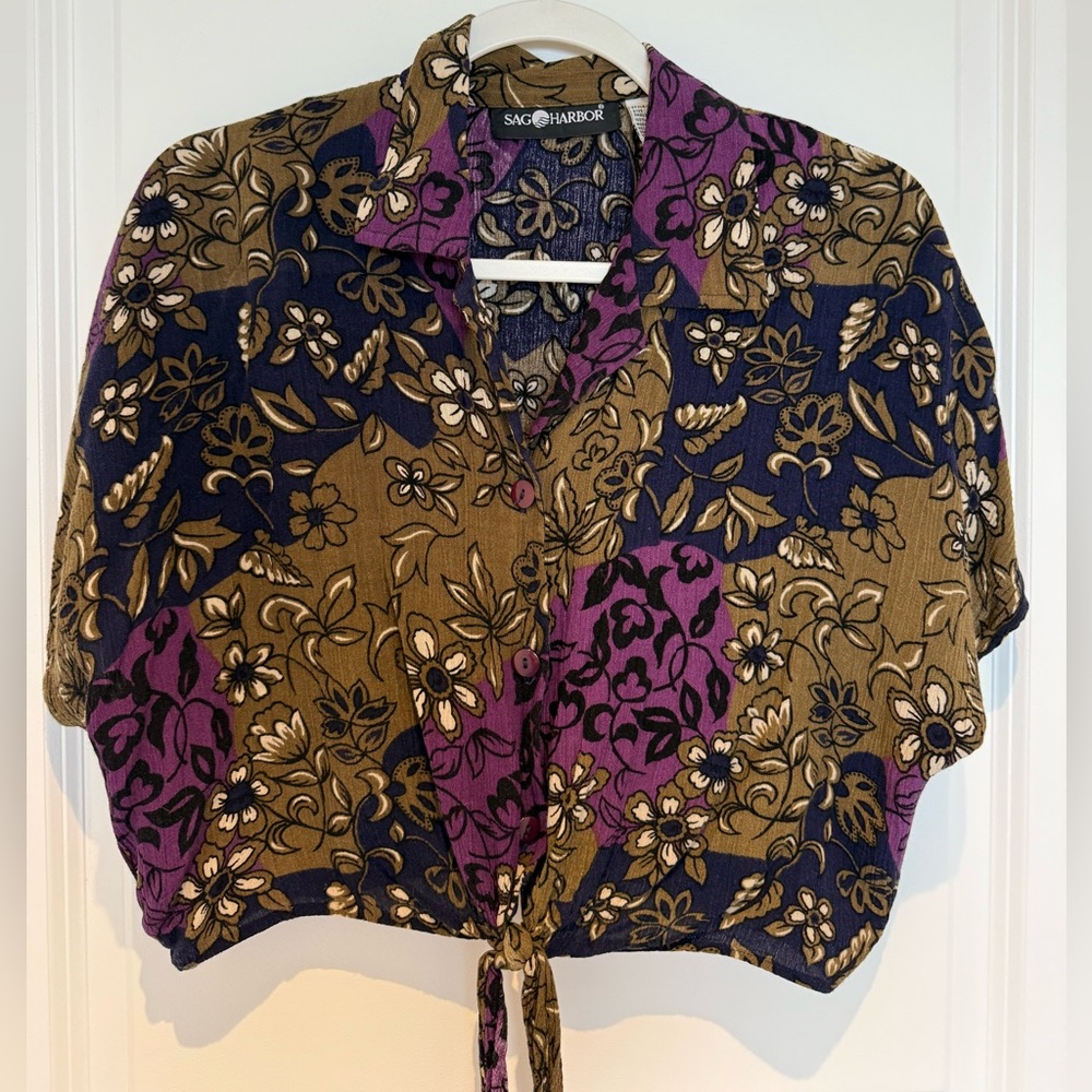 Sag Harbor Women's Floral Tie-Front Top